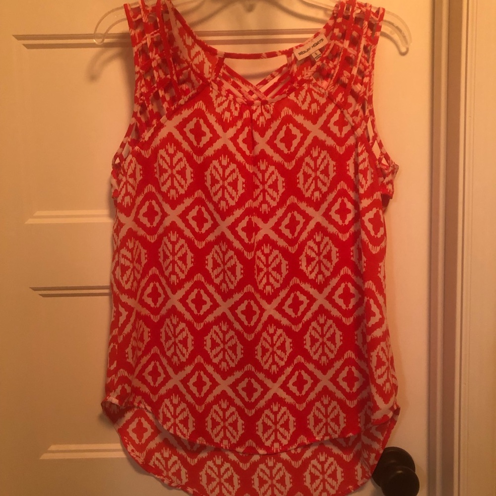 Sequin Hearts orange & cream top - size S